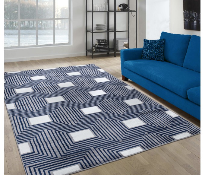 Paris Navy Grey Area Rug